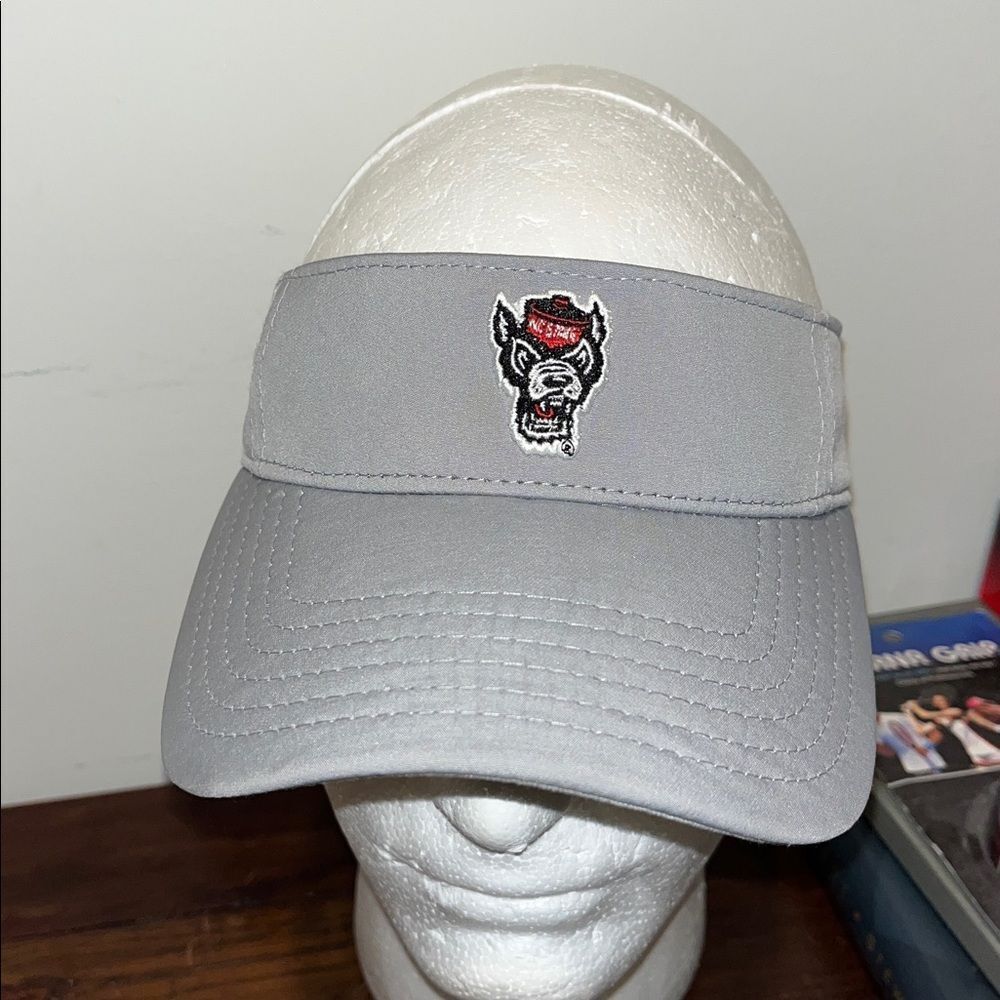 Gray Grey NC North Carolina State Wolfpack sun visor golf cap hat OSFA The Game